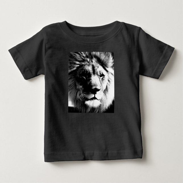 Camiseta De Bebé León blanco y negro (Anverso)