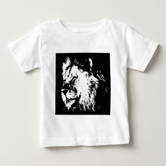 Camiseta De Bebé León blanco y negro (Anverso)