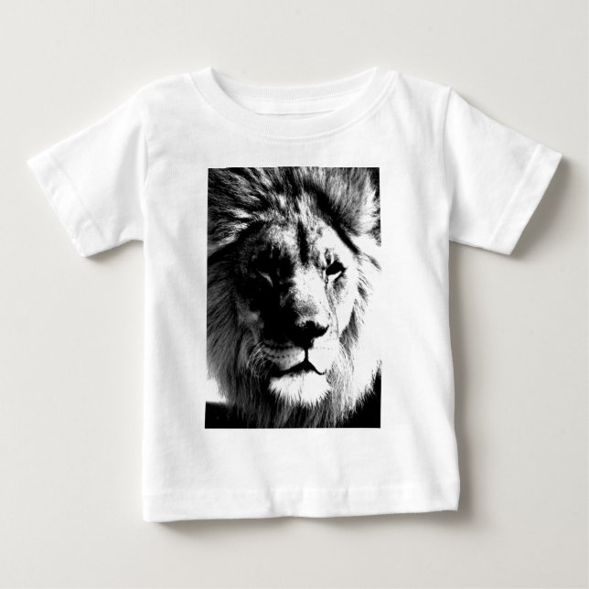 Camiseta De Bebé León blanco y negro (Anverso)