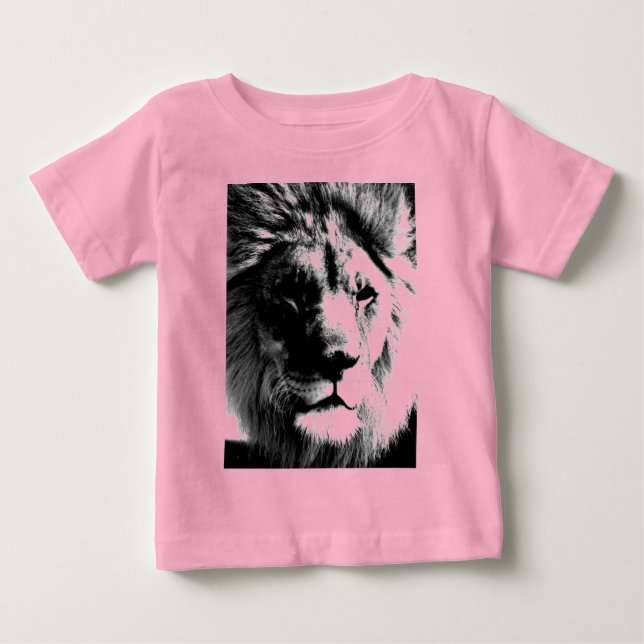 Camiseta De Bebé León blanco y negro (Anverso)