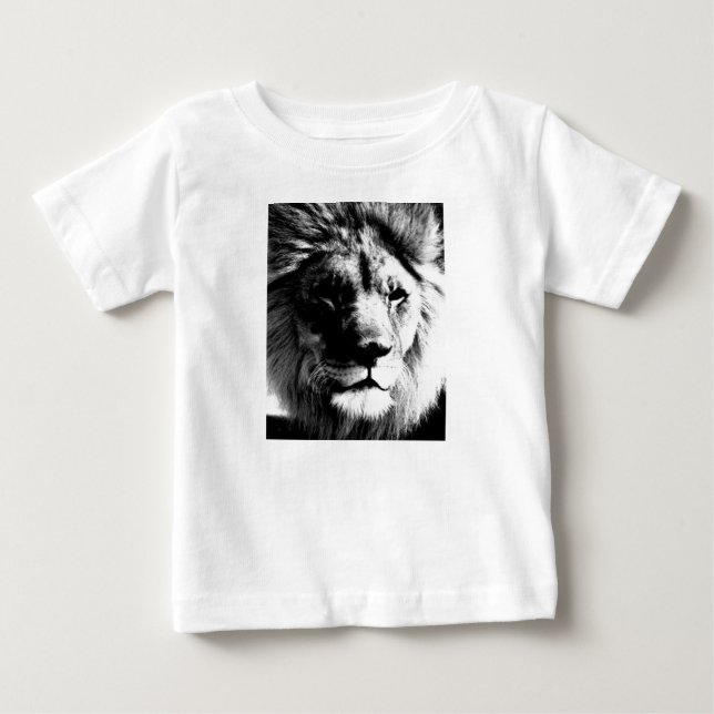 Camiseta De Bebé León blanco y negro (Anverso)