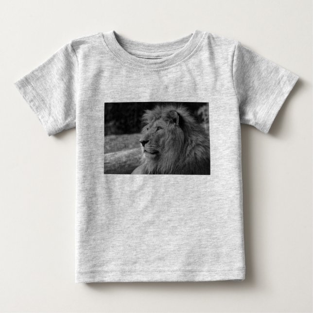 Camiseta De Bebé León blanco y negro - Animal salvaje (Anverso)