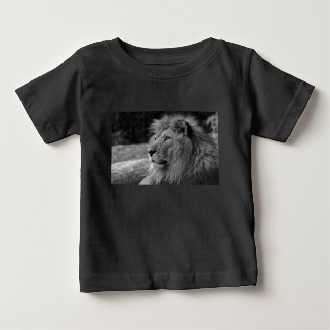 Camiseta De Bebé León blanco y negro - Animal salvaje (Anverso)