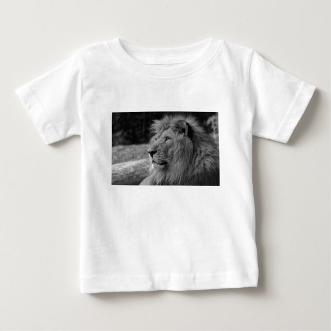 Camiseta De Bebé León blanco y negro - Animal salvaje (Anverso)