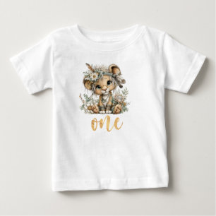 Camiseta de bebé león boho de cumpleaños salvaje