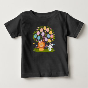Camiseta De Bebé Leon Bunny Easter Cute Tree Hunting Eggings