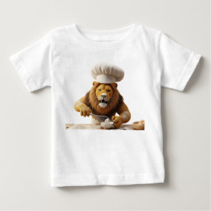 Camiseta De Bebé León Chef Humorístico Horneando con Batidor y Hari