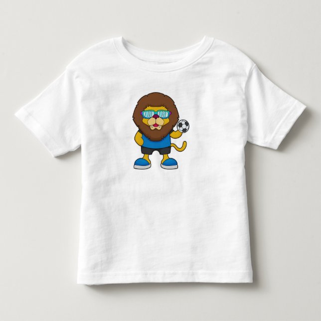 Camiseta De Bebé León como jugador de fútbol con fútbol (Anverso)