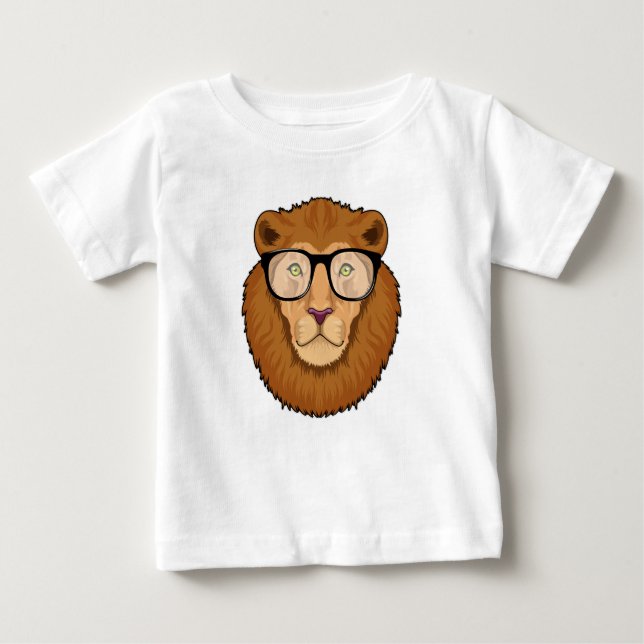 Camiseta De Bebé León como nervioso con lentes (Anverso)
