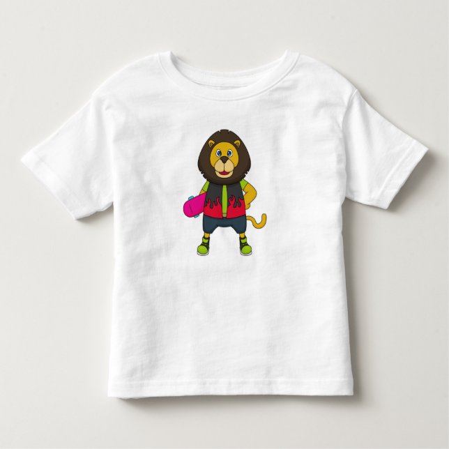 Camiseta De Bebé León como patinador con patineta (Anverso)