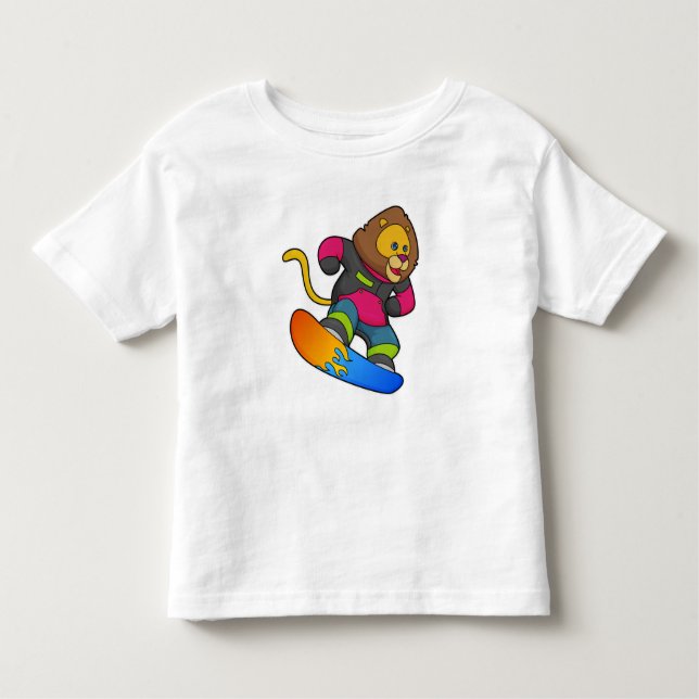 Camiseta De Bebé León como snowboarder con Snowboard (Anverso)