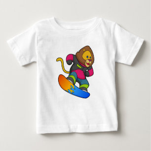 Camiseta De Bebé León como snowboarder con Snowboard