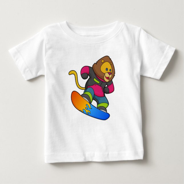 Camiseta De Bebé León como snowboarder con Snowboard (Anverso)