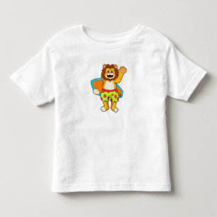 Camiseta De Bebé León como surfista con tabla de surf