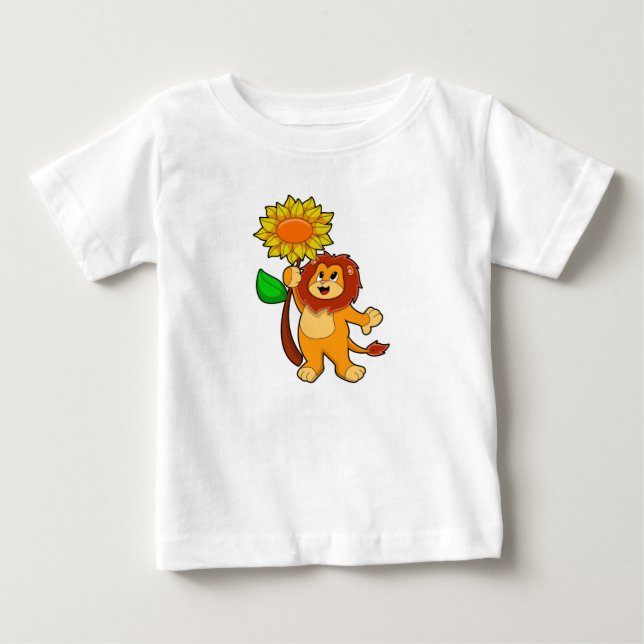 Camiseta De Bebé León con flor girasol (Anverso)