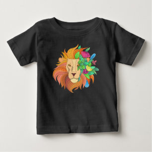 Camiseta De Bebé león con flores