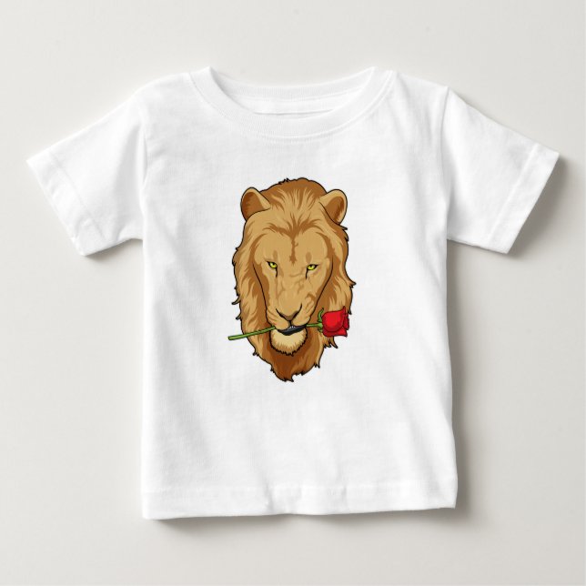 Camiseta De Bebé León con Rosa (Anverso)