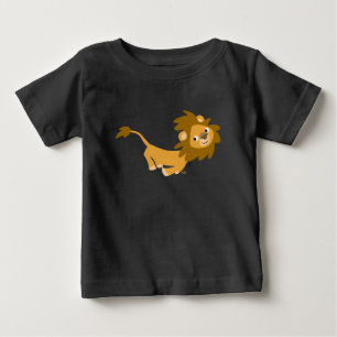 Camiseta de bebé león de dibujos animados corriend