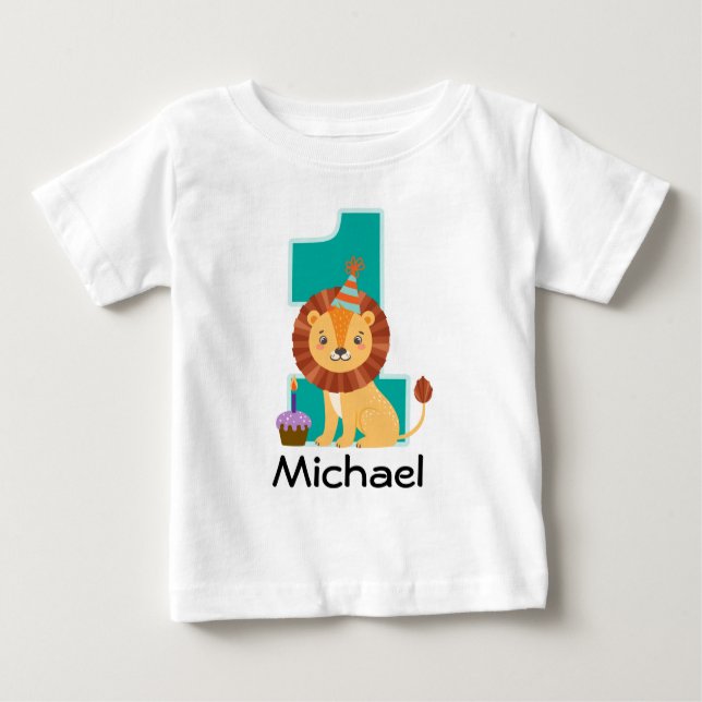 Camiseta De Bebé León de la selva de cumpleaños personalizado (Anverso)