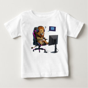 Camiseta De Bebé León divertido jugador sentado en silla de juego c