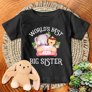 Camiseta De Bebé León + Elefante en Camión La Mejor Hermana Mayor