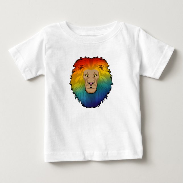 Camiseta De Bebé León en colores arcoiris (Anverso)