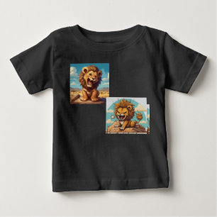 Camiseta De Bebé León estilo caricatura.