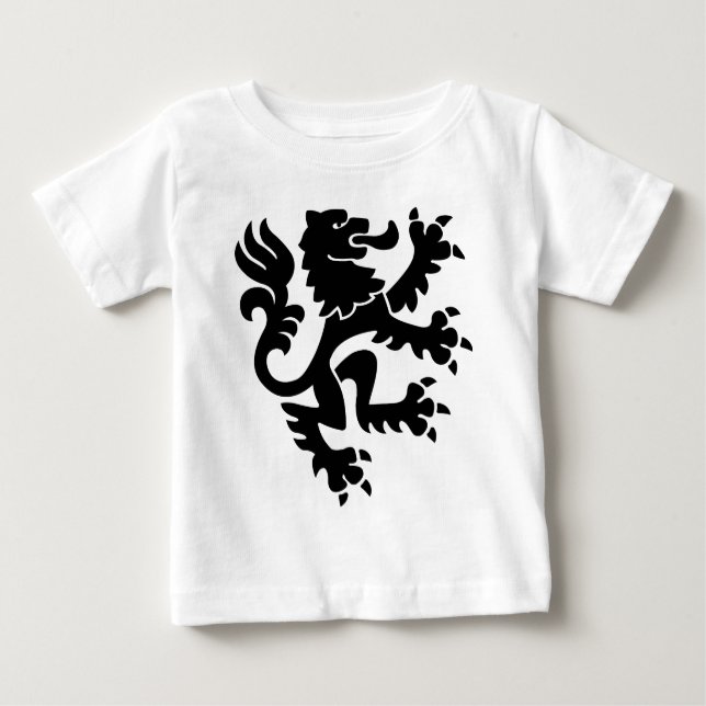 Camiseta De Bebé León heráldico 01 - Negro (Anverso)