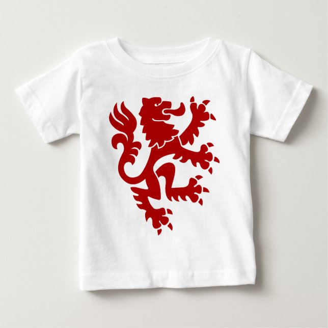Camiseta De Bebé León heráldico 01 - Rojo ruby (Anverso)