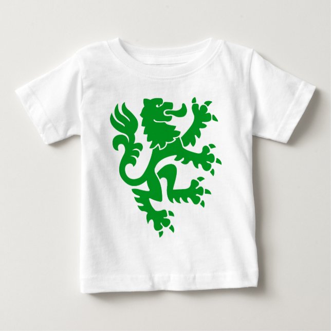 Camiseta De Bebé León heráldico 01 - Verde de hierba (Anverso)