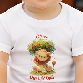 Camiseta De Bebé León Sonriente y Lindo y Árbol de Manzanas Agregar