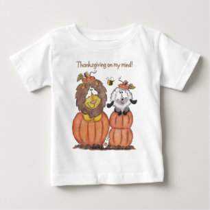 Camiseta De Bebé León y cordero en calabazas