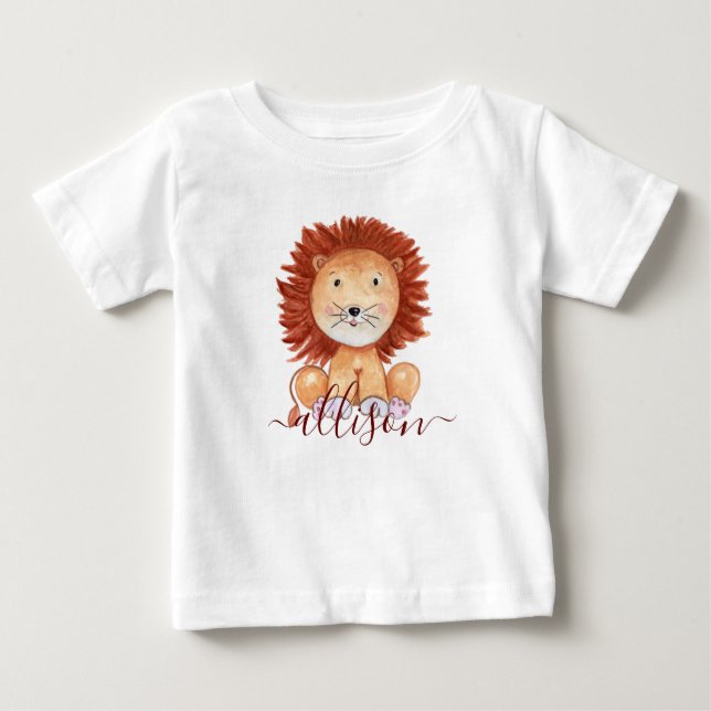 Camiseta De Bebé Leones dibujados a mano, chicos personalizados (Anverso)