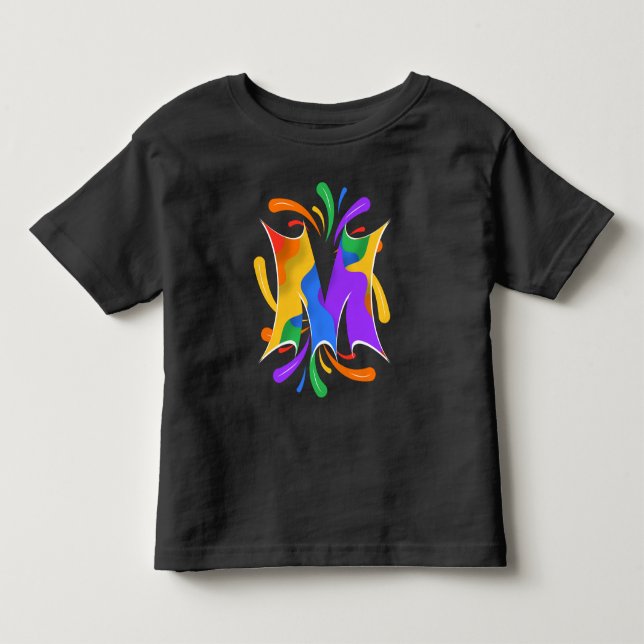Camiseta De Bebé Letra Arcoíris M Monograma Abstracto (Anverso)