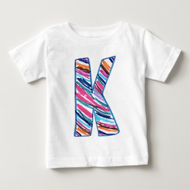 Camiseta De Bebé Letra colorida multicolor K como en kay (Anverso)