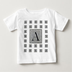 Camiseta De Bebé Letra de bloque "A" Woodcut Woodblock Inicial