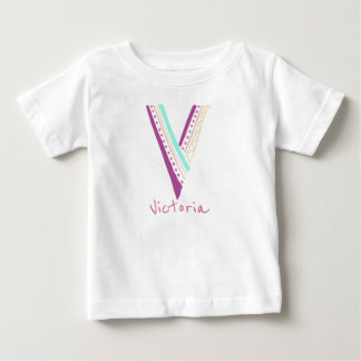 Camiseta De Bebé Letra manuscrita V con nombre de personalizable