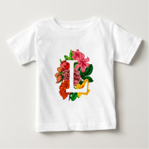 Camiseta De Bebé Letra mayúscula L monograma floral