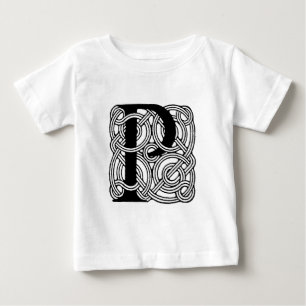 Camiseta De Bebé Letra P Monograma Estampado de Nudo Céltico Vintag