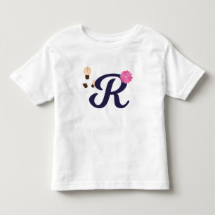 Camiseta De Bebé Letra "R" elegante bordada