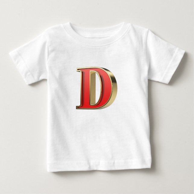 Camiseta De Bebé Letra roja de vidrio D (Anverso)