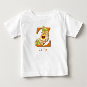 Camiseta De Bebé Letra Z Girasol Floral Monograma con Nombre