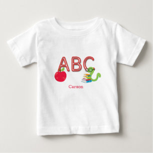 Camiseta De Bebé Letras ABC Gusano de biblioteca personalizado