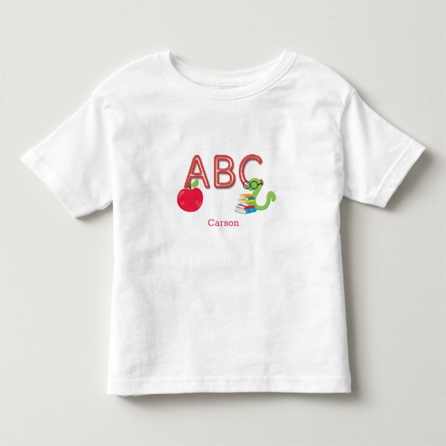 Camiseta De Bebé Letras ABC Gusano de biblioteca personalizado (Anverso)
