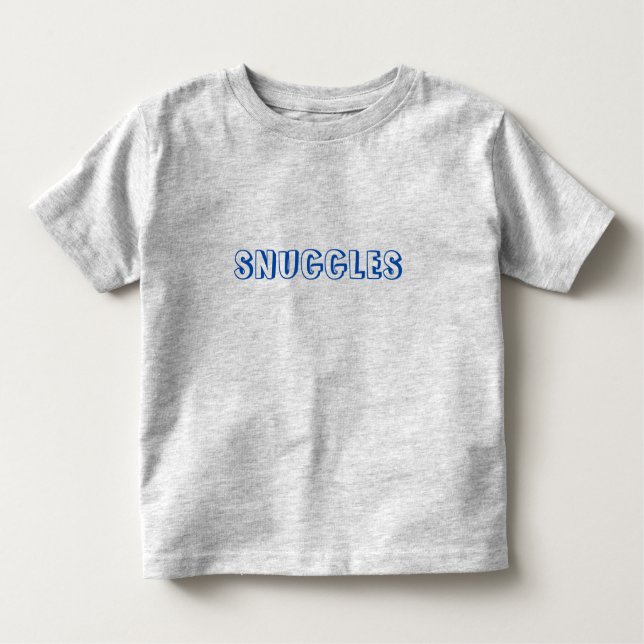 Camiseta De Bebé Letras azules "Snuggles" (Anverso)