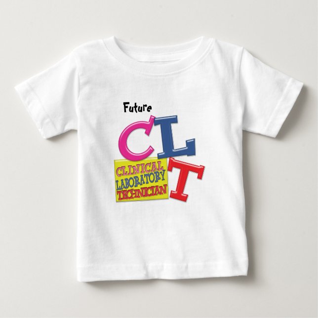 CAMISETA DE BEBÉ LETRAS BLANCAS CLT TÉCNICAS DE LABORATORIO CLÍNICO (Anverso)