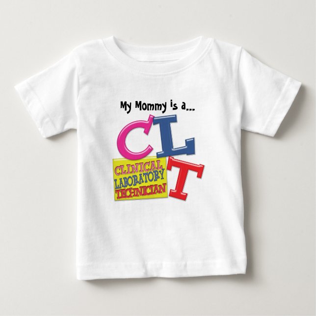CAMISETA DE BEBÉ LETRAS BLANCAS CLT TÉCNICAS DE LABORATORIO CLÍNICO (Anverso)