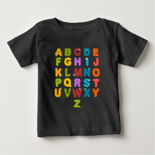 Camiseta De Bebé Letras Bonitas Aprendizaje Divertido Alfabeto Colo