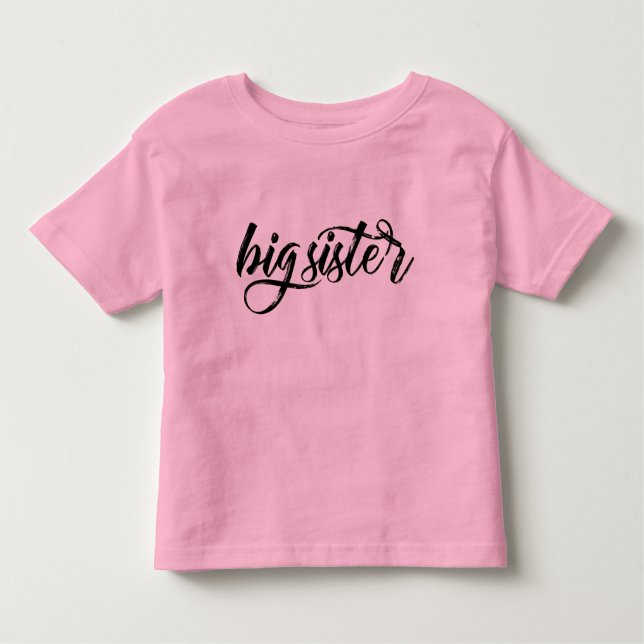 Camiseta De Bebé Letras cepilladas negro de la hermana grande (Anverso)