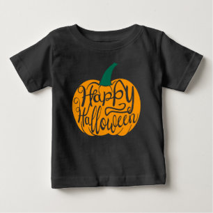 Camiseta De Bebé Letras de Feliz Halloween en calabaza tallada